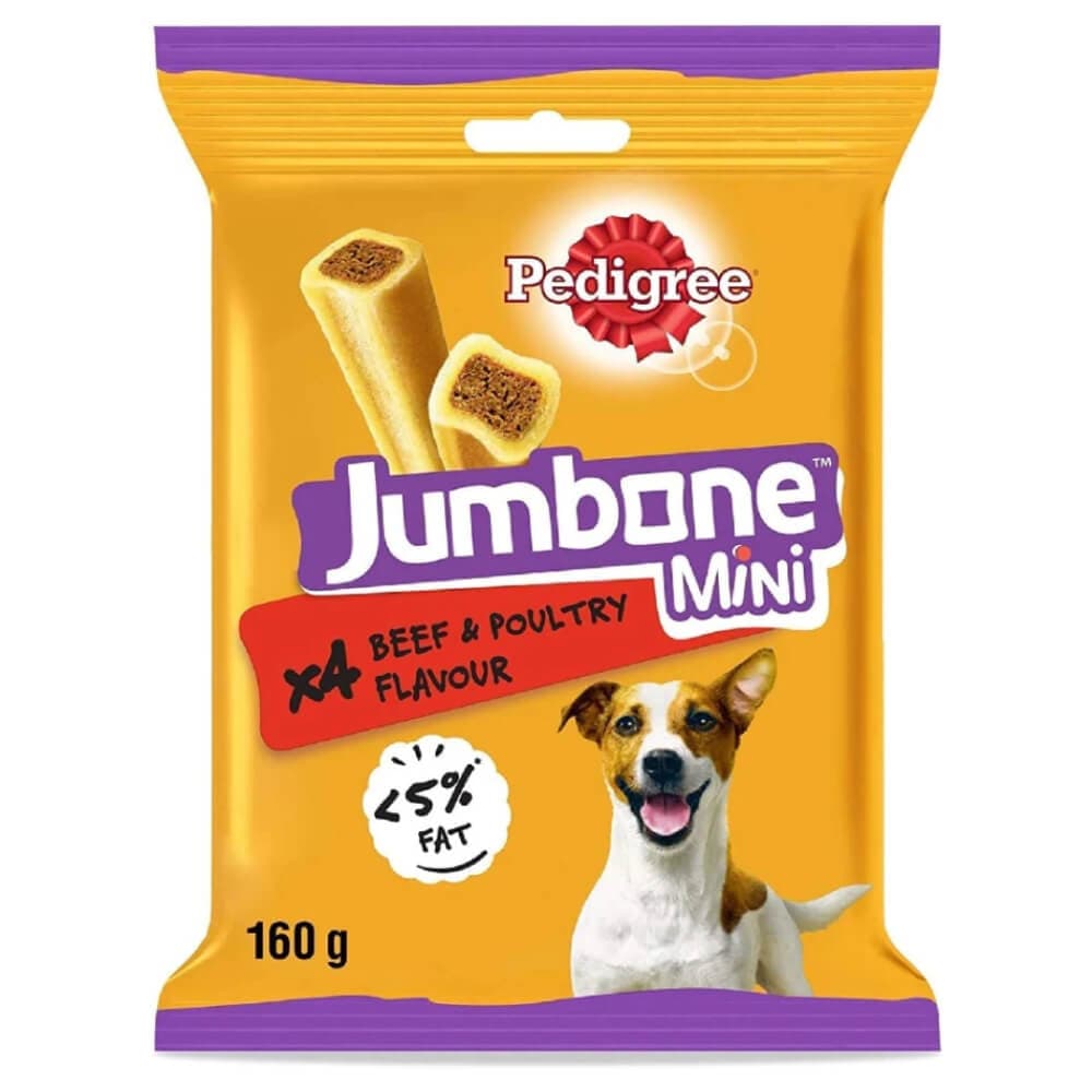 تشویقی سگ پدیگری مدل Jumbone Mini با طعم بیف و مرغ وزن ۱۶۰ گرم