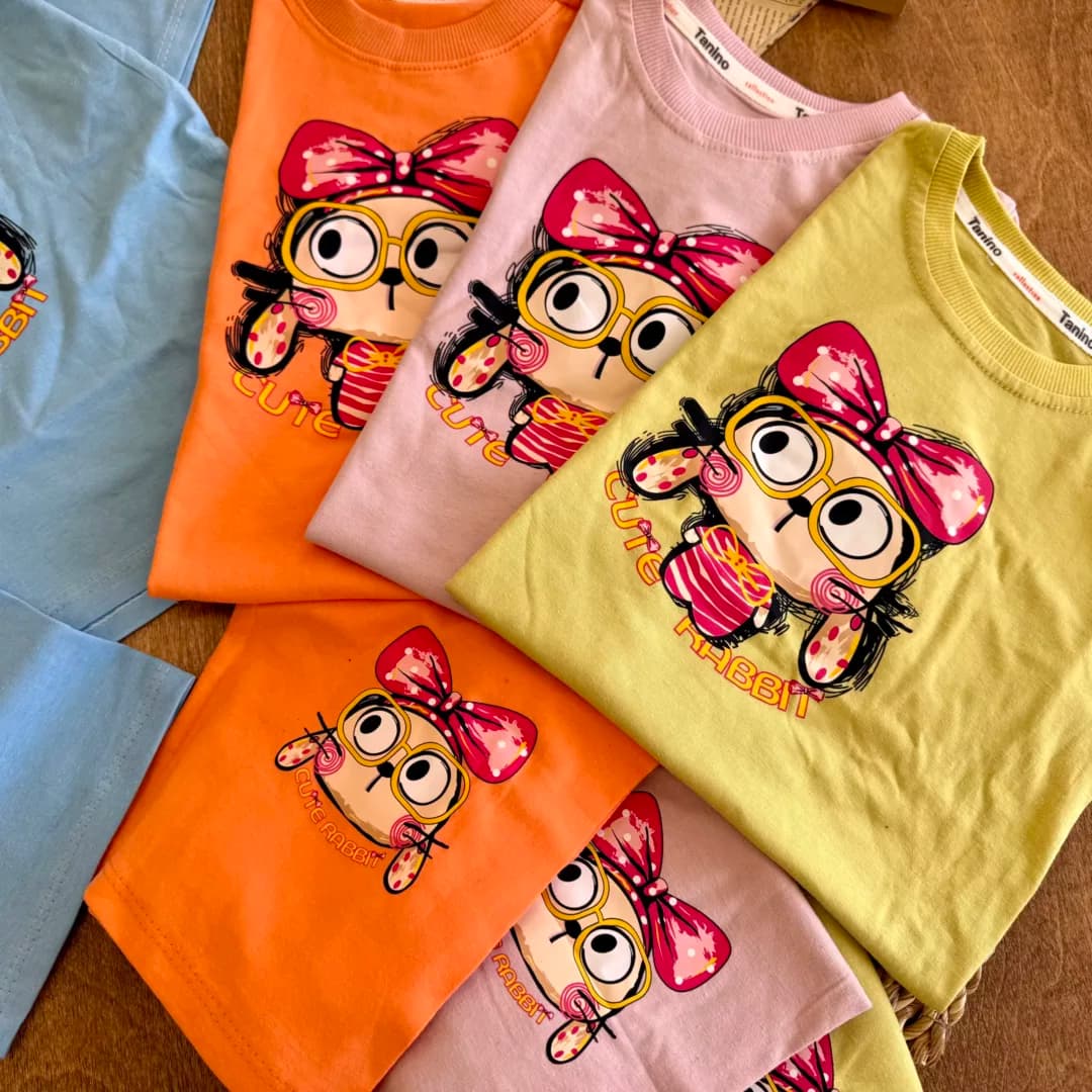 تیشرت شلوارک خرگوش Cute Rabbit سایز 40 تا 55 کد 6352 — تصویر ۲