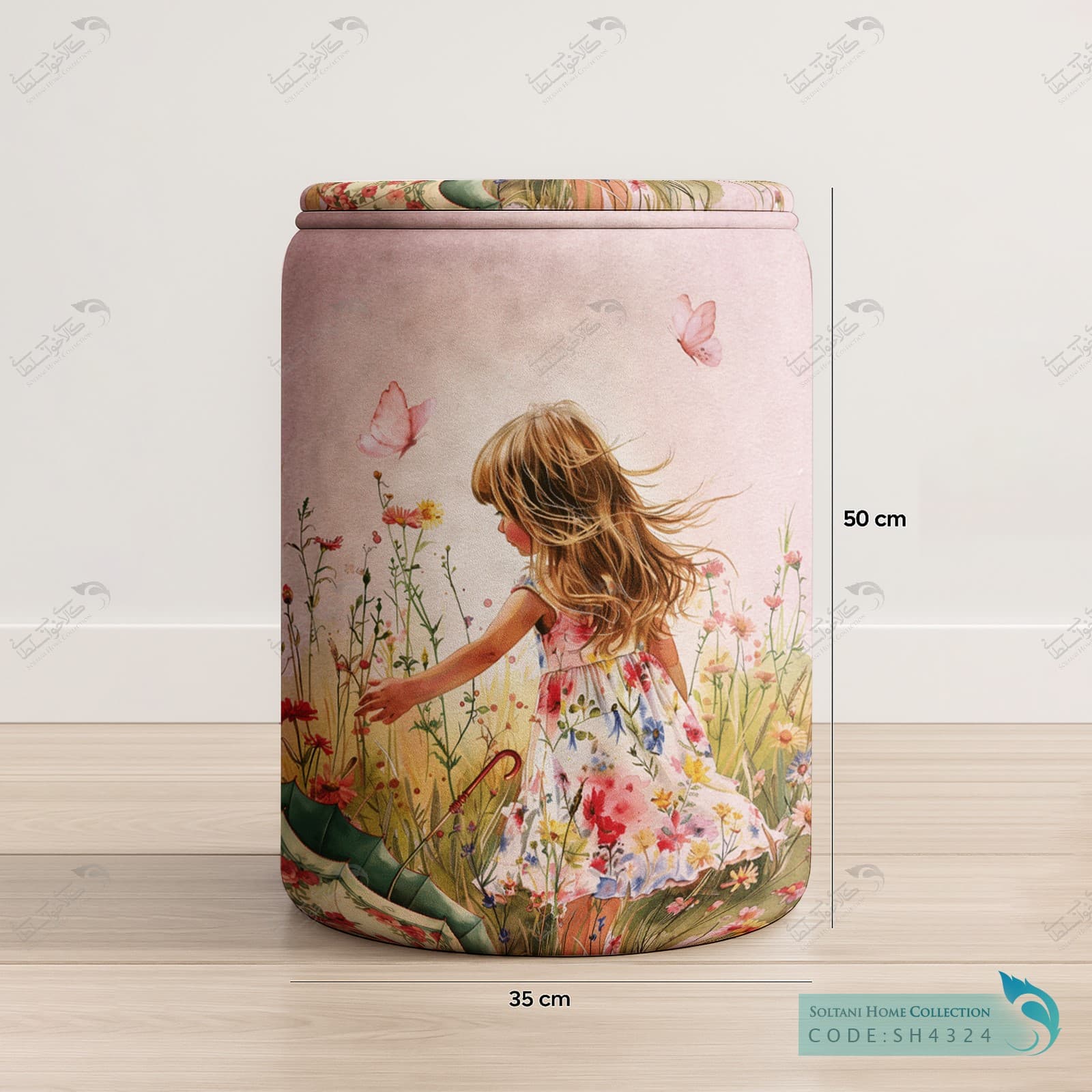 باکس وسایل درب دار طرح دختری میان گل ها کد SH4324 — تصویر ۲