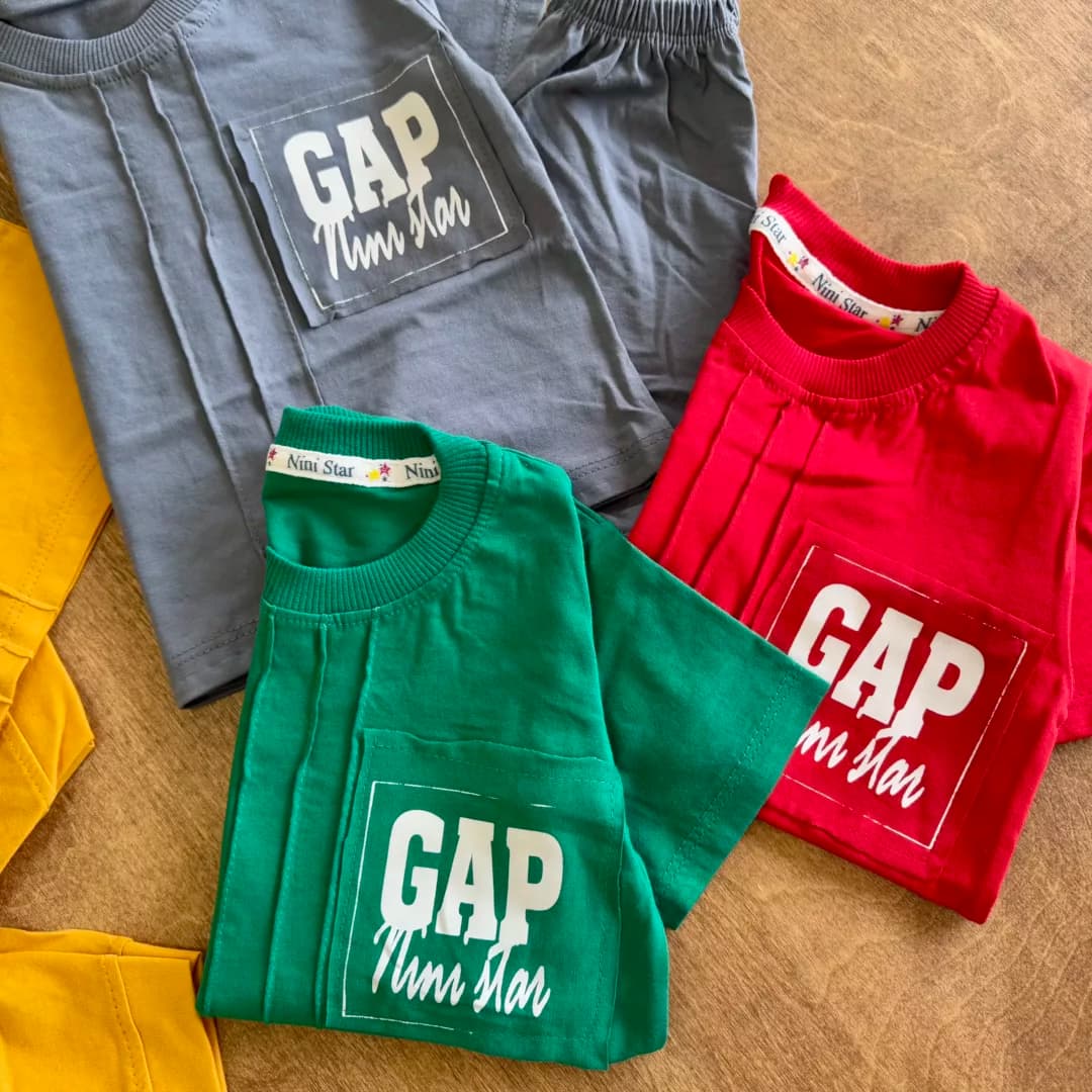 تیشرت شلوارک طرح گپ GAP سایز 35 تا 45 کد 6270 — تصویر ۳