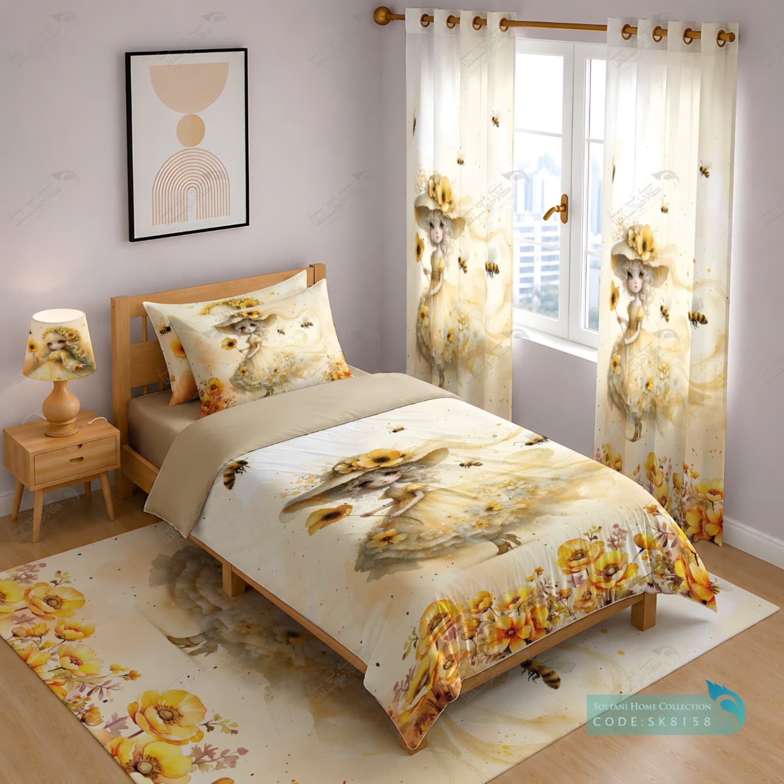 روتختی دخترانه طرح پرنسس همراه با ست کامل کد SK8158