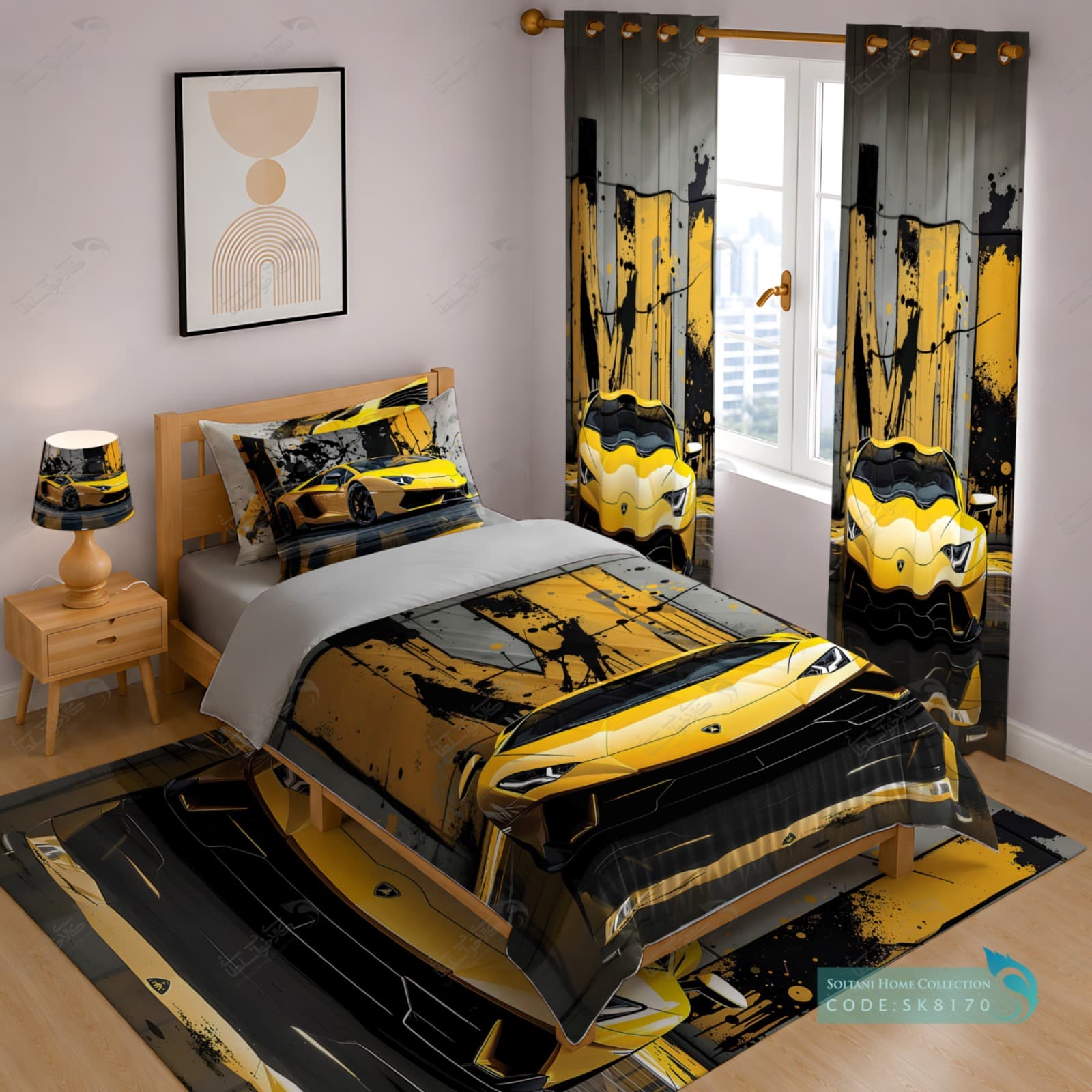 روتختی پسرانه طرح ماشین لامبورگینی همراه با ست کامل کد SK8170