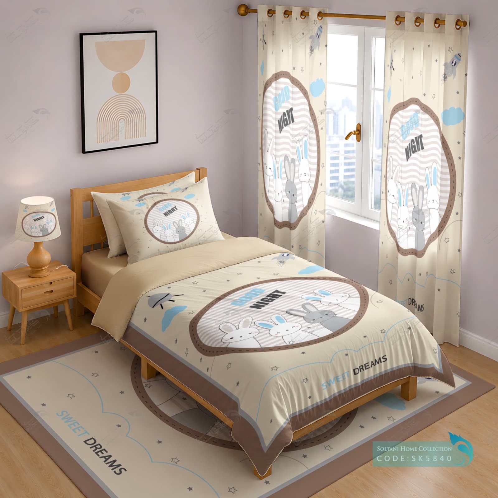 روتختی دخترانه طرح خرگوش همراه با ست کامل کد SK5840