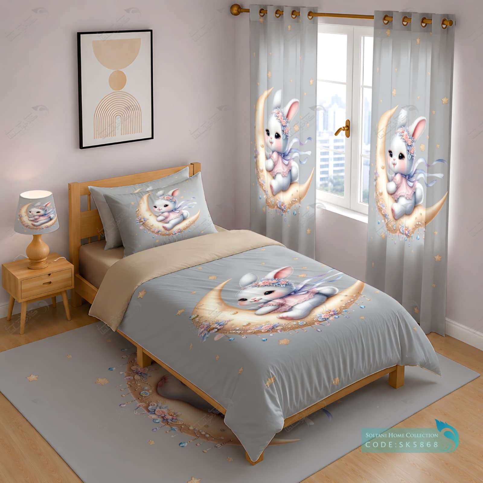 روتختی دخترانه طرح خرگوش همراه با ست کامل کد SK5868