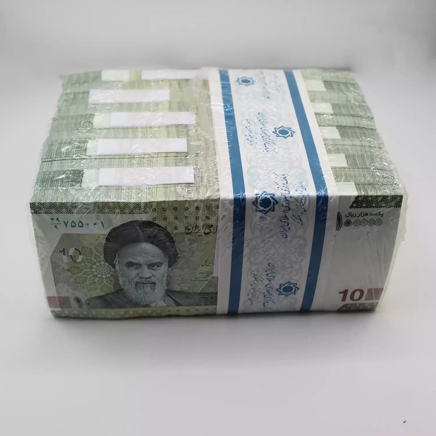 یک باکس اسکناس 10000 تومانی جمهوری اسلامی – 10 بسته بانکی – 755001 — تصویر ۲