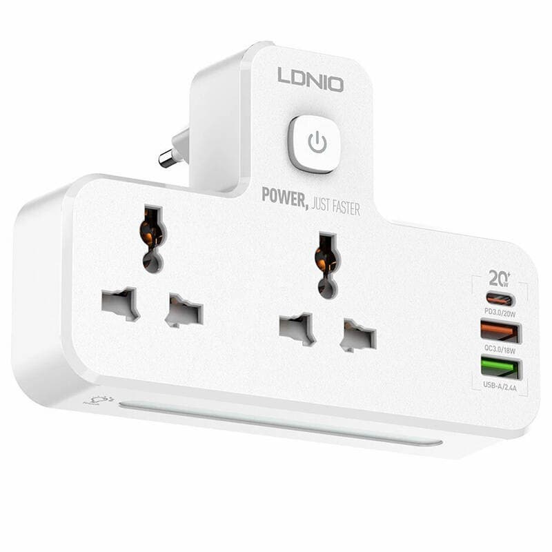 چندراهی برق الدینیو مدل SC2311 مجهز به 6 درگاه USB و 1 درگاه PD USB-C