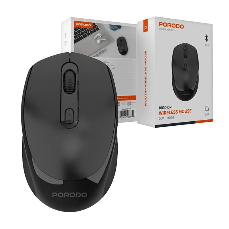 موس بیسیم شارژی بلوتوثی پرودو مدل Porodo 1600DPI Wireless Mouse PDETK04