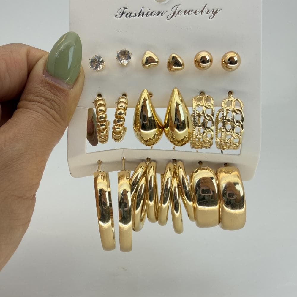 پک گوشواره دخترانه طرح ستاره قلب و اشکی کد 25654