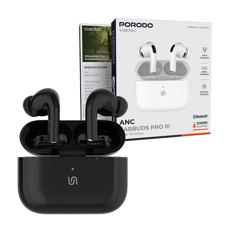 هندزفری بلوتوث پرو3 پرودو مدل porodo soundtec earbuds pro III ANC PD8002 — تصویر ۲