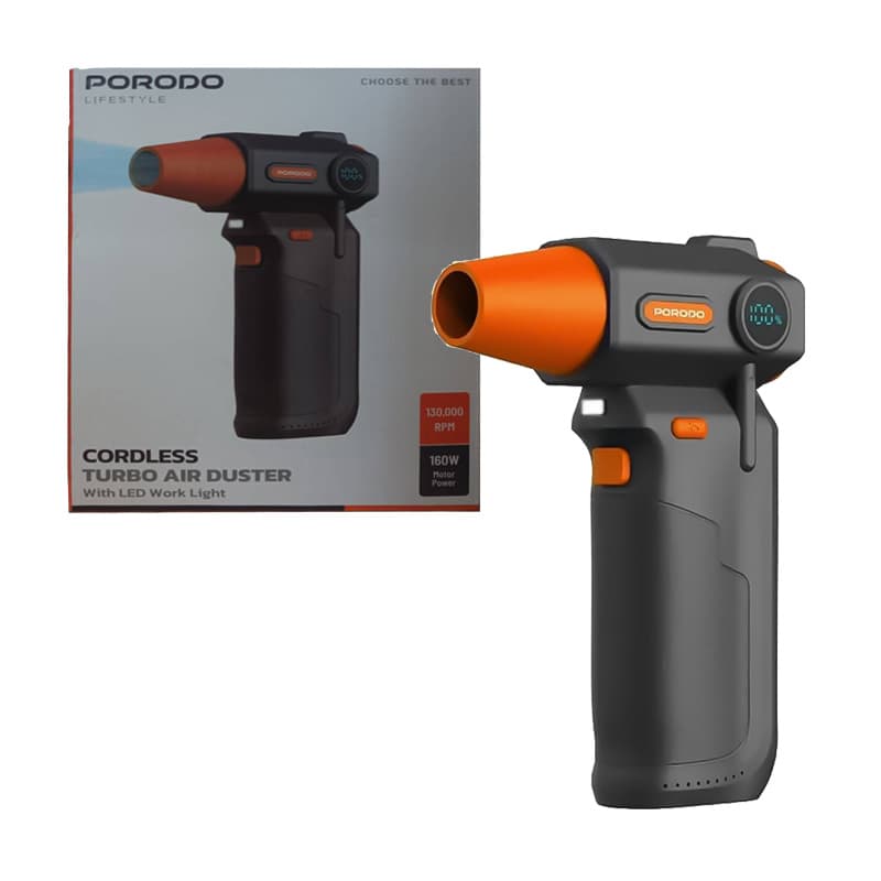 جت فن(دمنده هوا) مدل porodo jetfan cordless turbo air duster PDTBYMG826BK 130000RPM