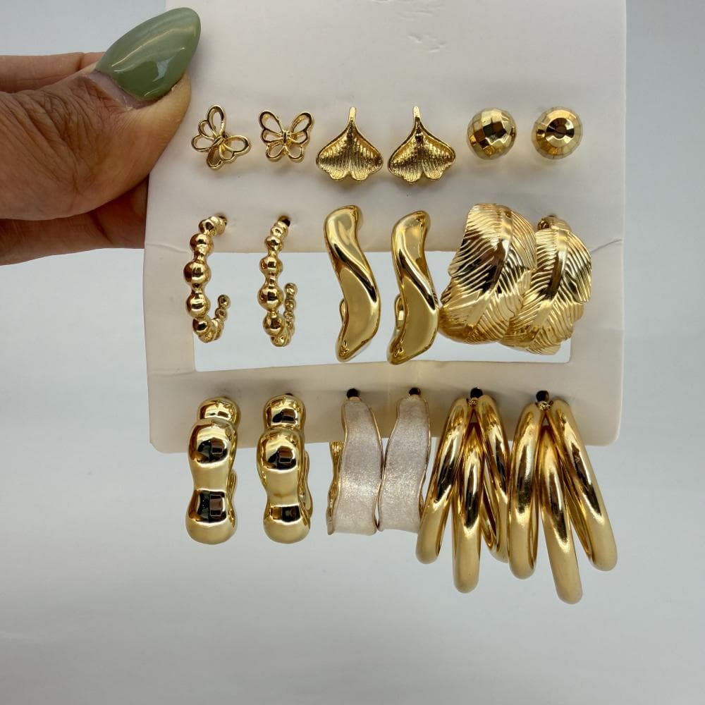 پک گوشواره دخترانه طرح ستاره پروانه و میخی کد 25652
