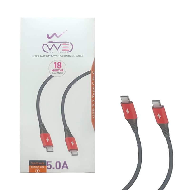 کابل شارژ و دیتا دو سر Type-C سوپرفست کنفی 1متری WE NET plus ETW 002