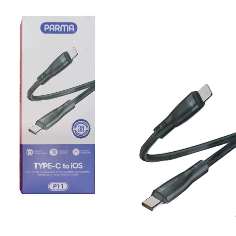 کابل شارژ و دیتا Type C to lightning فست کنفی 1متری Parma P11 3A
