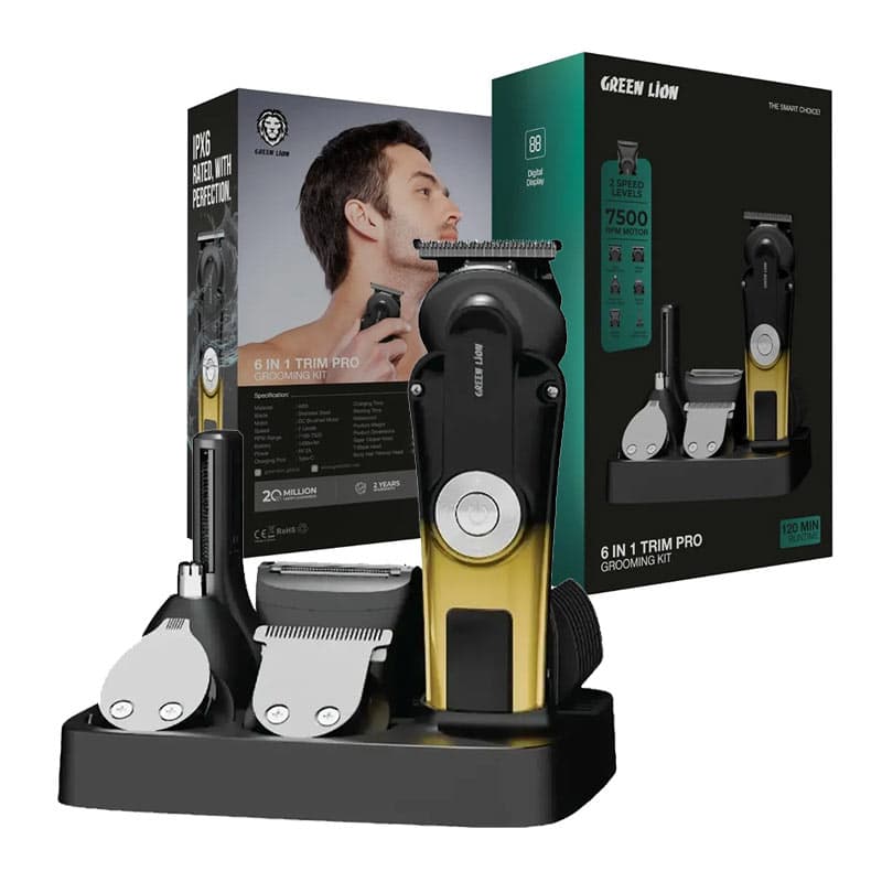 ماشین اصلاح شارژی 6کاره گرین لاین مدل Green Lion 6 in 1 Trim pro grooming kit
