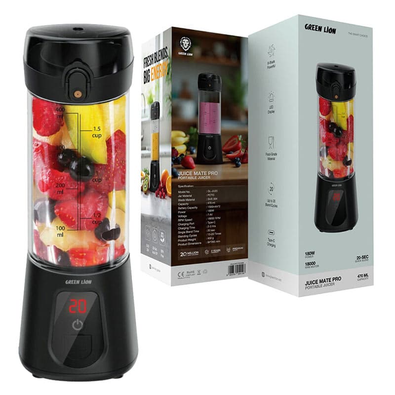 بلندر و مخلوط کن شارژی گرین لاین مدل Green Lion Juice Mate pro GL-JU20