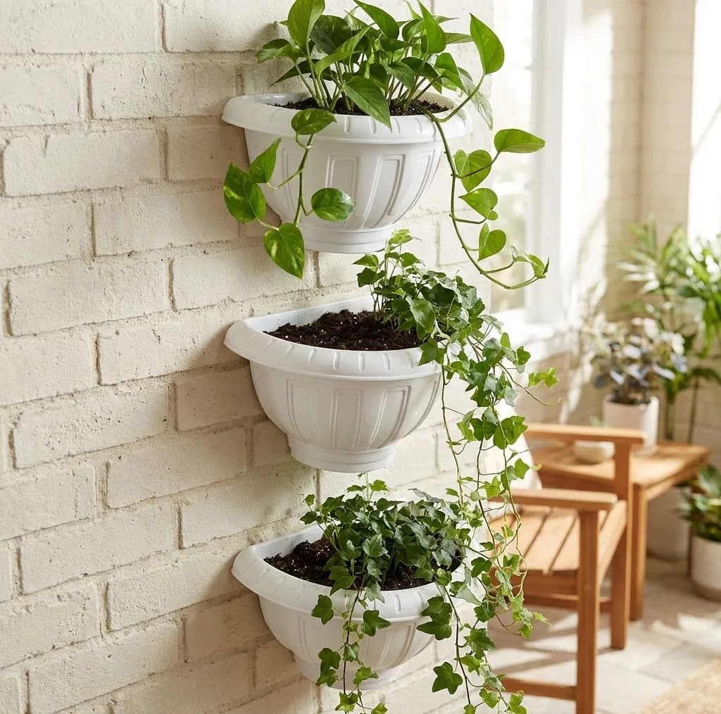 گلدان دیواری مدل پلاستیکی کد27cm بسته 3 عددی
