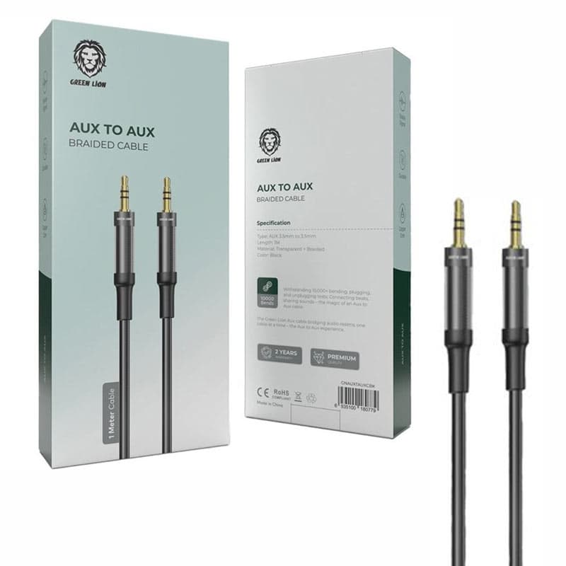 کابل Aux روکش دار 1متری گرین لاین Green Lion Aux to Aux cable