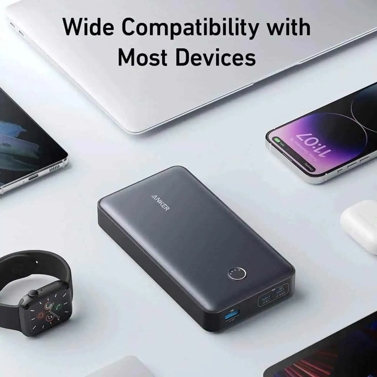 پاوربانک انکر (PD و فست شارژ) 24000 میلی آمپر 65 وات مدل PowerCore A1379 – مشکی — تصویر ۶
