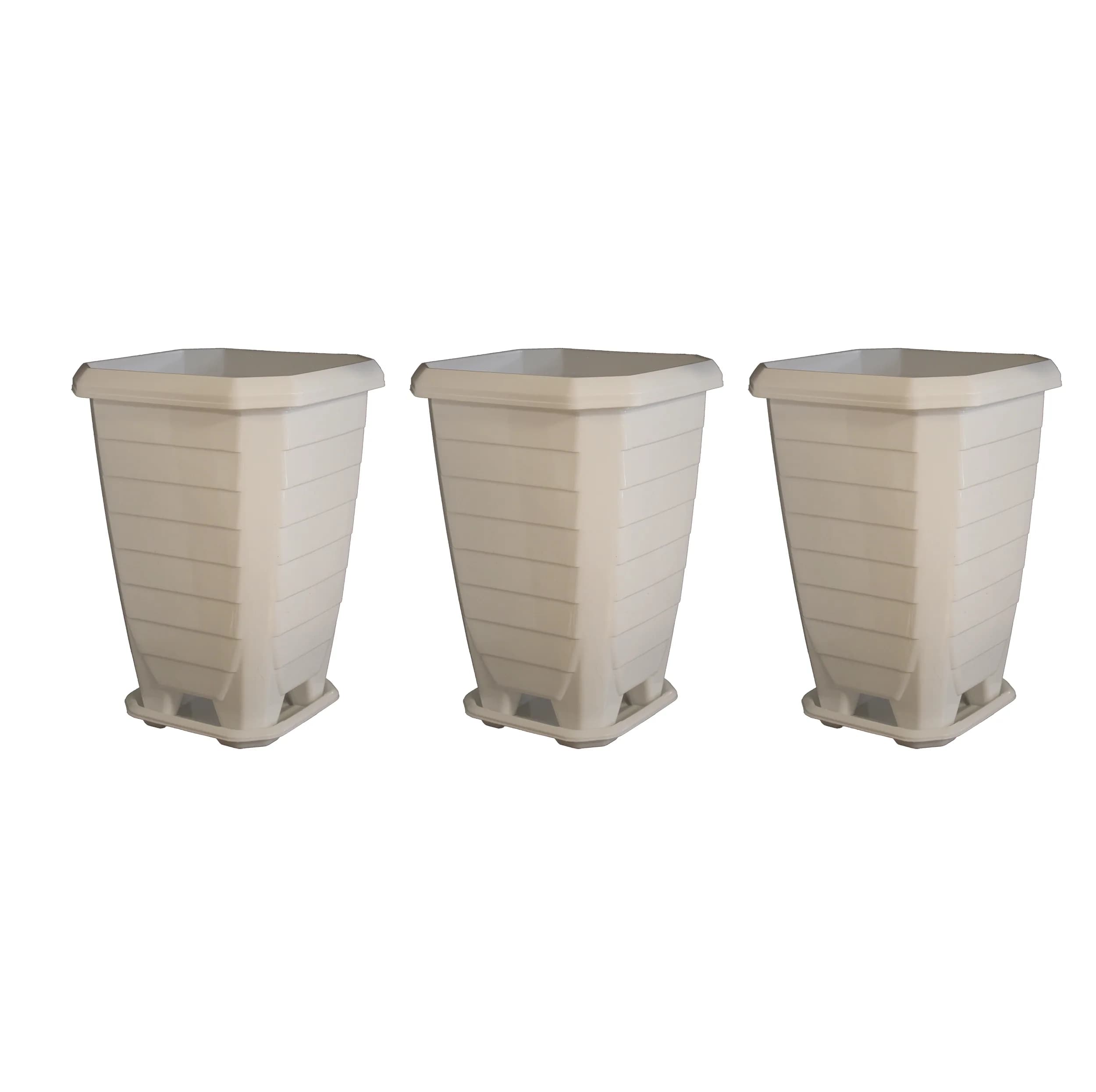 گلدان مدل پلاستیکی طرح استوانه مربعی کد 102-3 مجموعه 3عددی