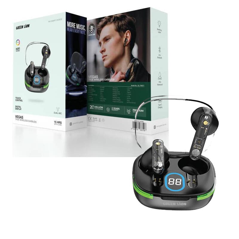 هندزفری بلوتوثی صفحه نمایش دار گرین لاین مدل وگاس Green Lion Vegas Earbuds RGB