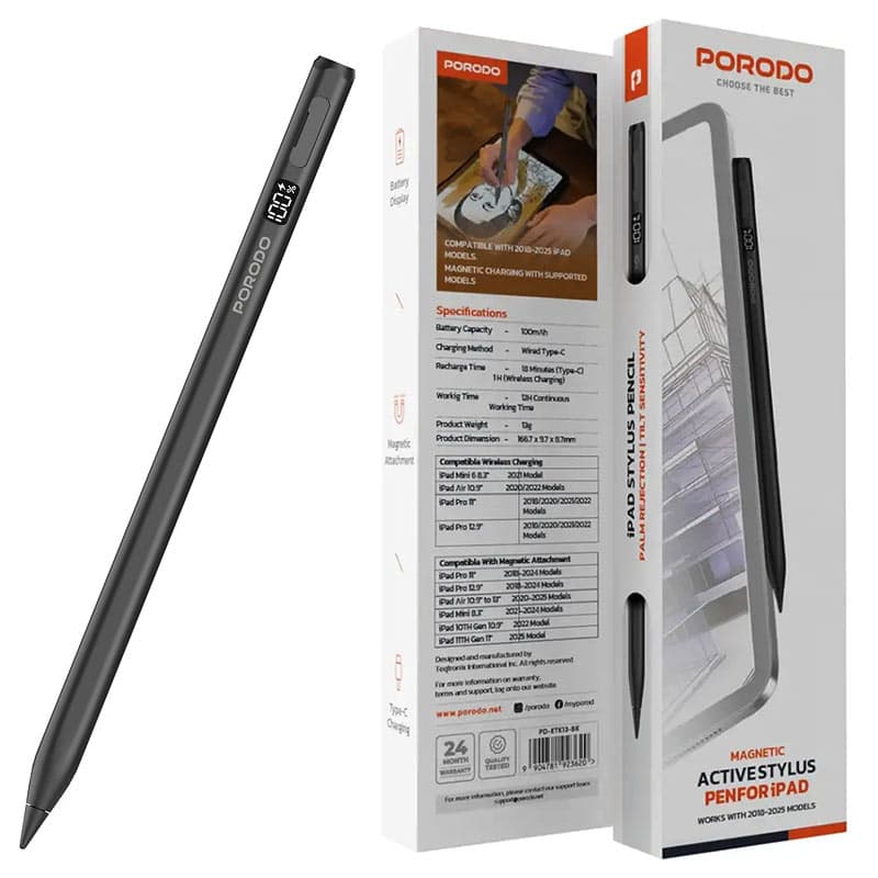 قلم هوشمند لمسی دیجیتالی پرودو مدل porodo Active Stylus Pen For ipad