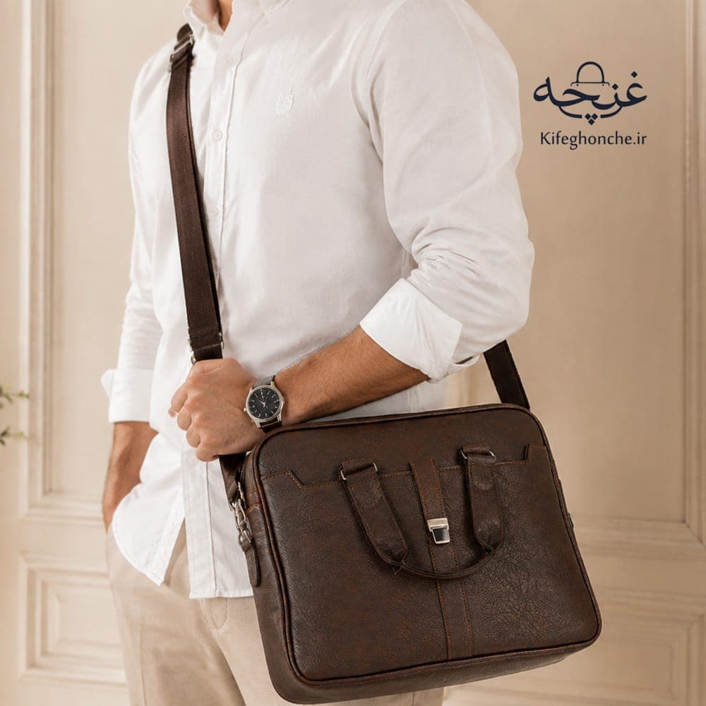 کیف اداری و لپ تاپی چرمی مدل باراد (مناسب لپ تاپ تا ۱۴ اینچ)