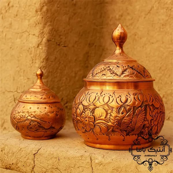 شکلات‌خوری و قندان مسی دست‌ساز- مس خالص
