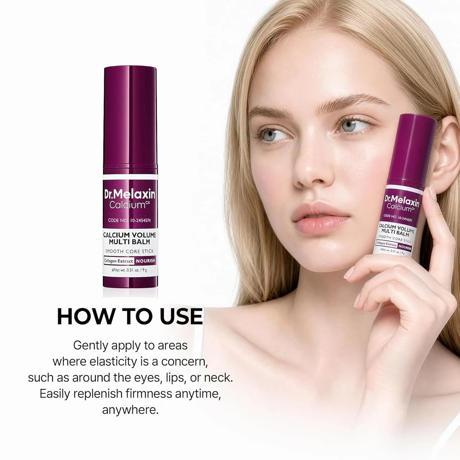 مولتی بالم جوانساز کلسیم کلاژن دکتر ملاکسین Calcium Volume Multi Balm 9gr — تصویر ۵
