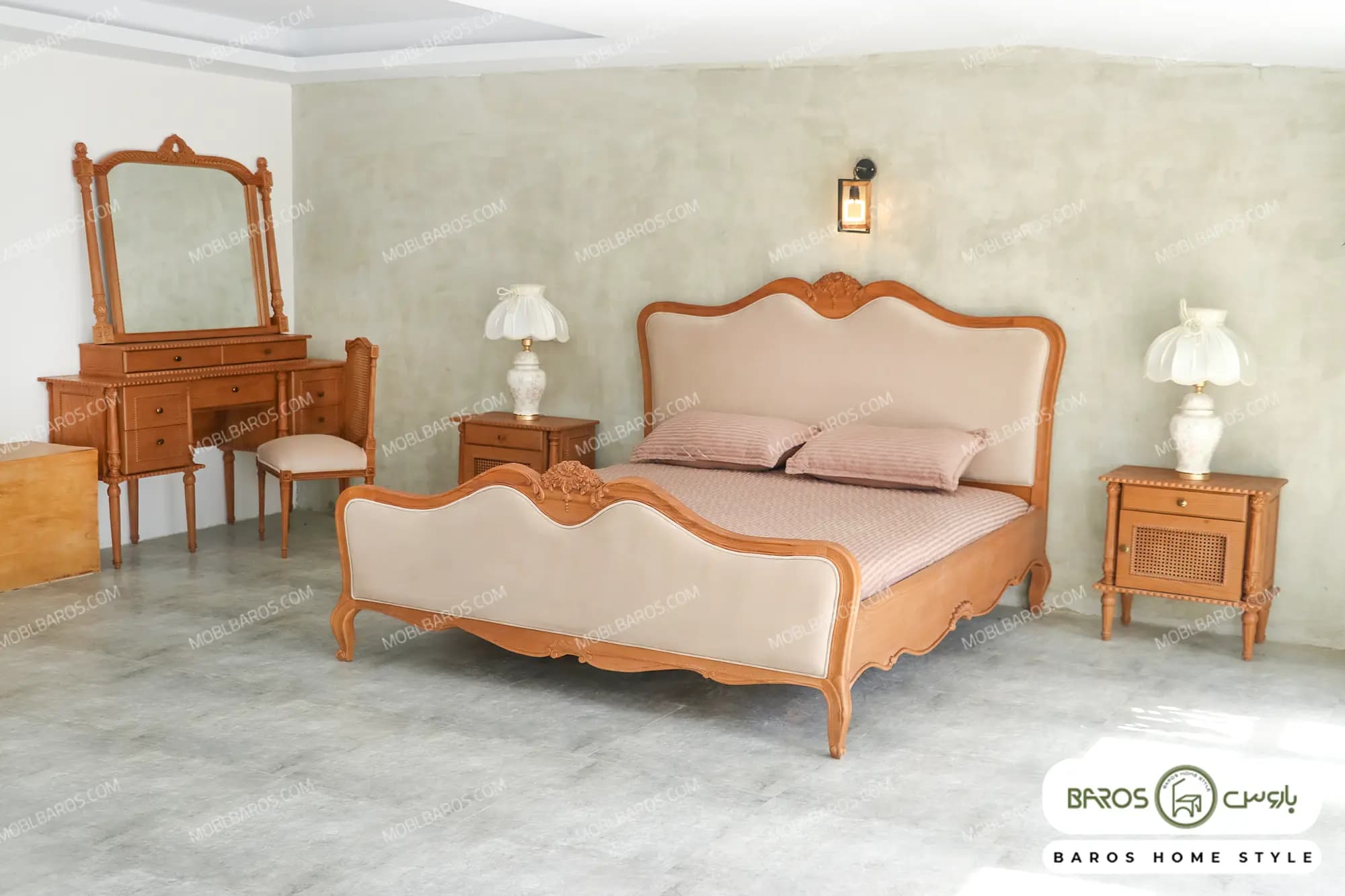سرویس خواب دو نفره چوبی مدل راشل کد ۲۶
