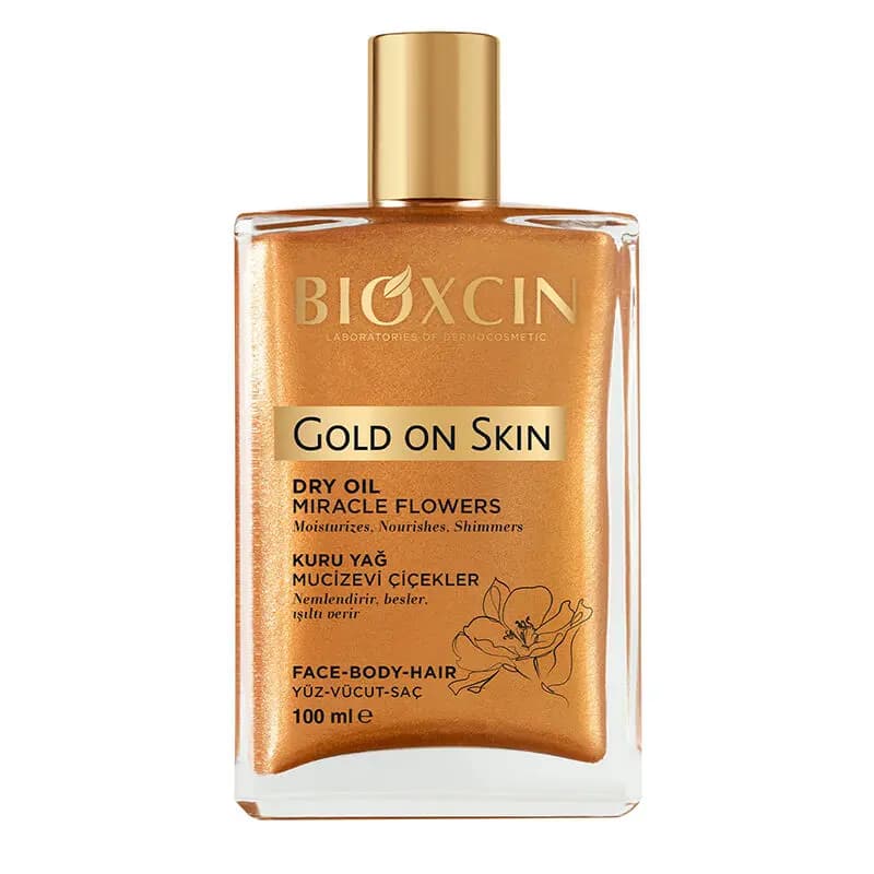 روغن شاین صورت بدن و مو بیوکسین BIOXCIN مدل GOLD ON SKIN حجم 100 میل — تصویر ۲