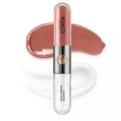 رژلب و لیپ گلاس دوطرفه کیکو (unlimited double touch rose naturale kiko) — تصویر ۴