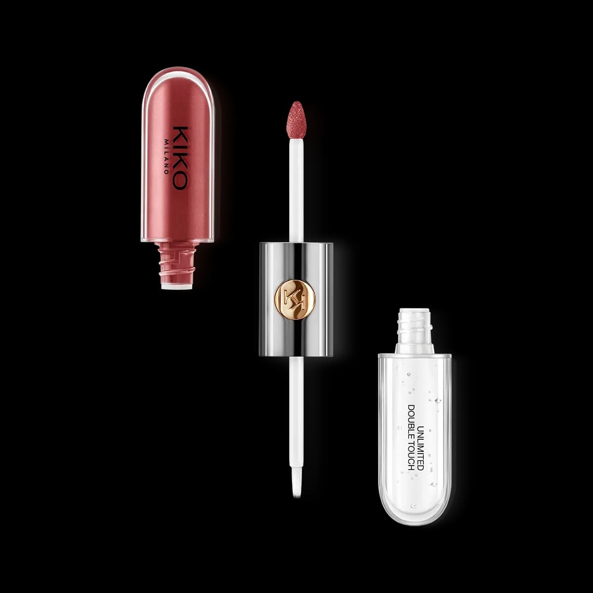 رژلب و لیپ گلاس دوطرفه کیکو (unlimited double touch rose naturale kiko) — تصویر ۲