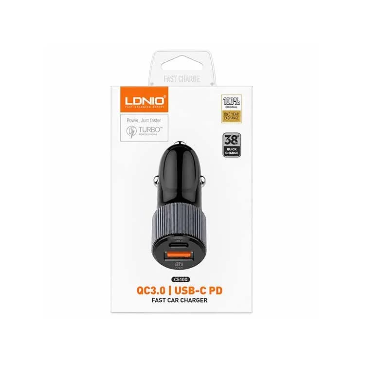 فندکی الدینیو LDNIO مدل C510Q | شارژر فندکی خودرو 36 وات QC3.0 و PD3.0