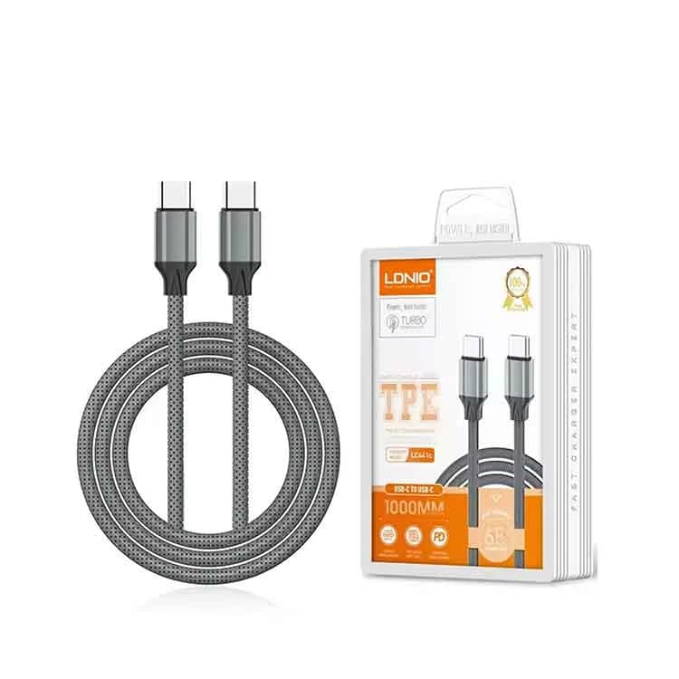 کابل USB-C به USB-C الدینیو LDNIO LC441C | کابل شارژ سریع 65 وات و انتقال داده 1 متری — تصویر ۳