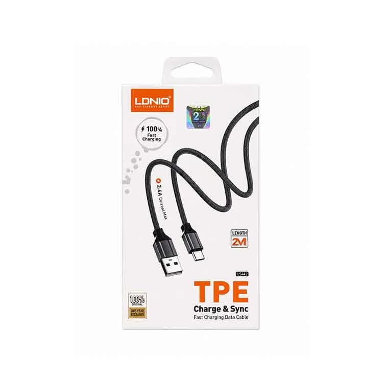 کابل USB به Type-C الدینیو LDNIO LS442 | کابل شارژ و انتقال داده 2 متری