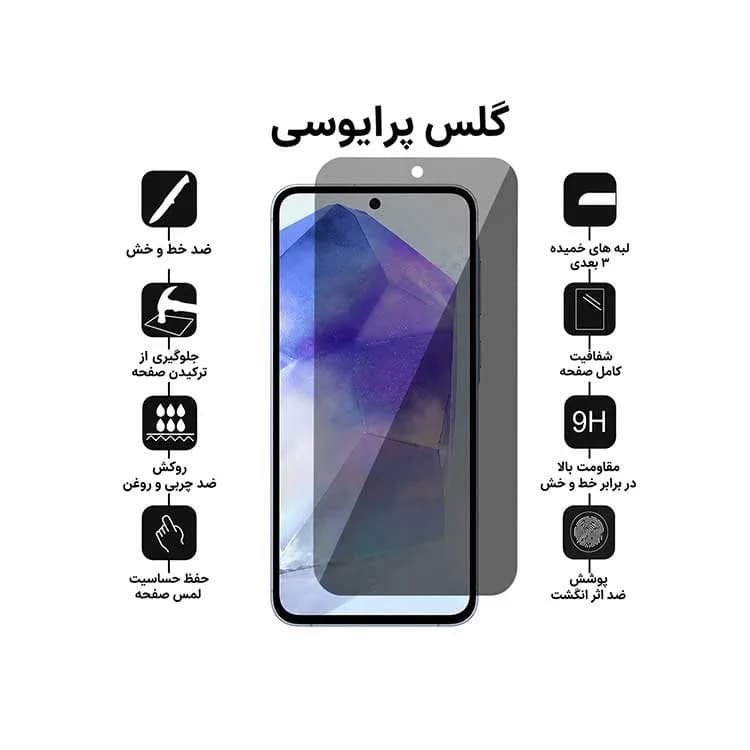 گلس پرایوسی Redmi Note 13 Pro 4G / Redmi Note 14S | محافظ صفحه شیشه‌ای حریم خصوصی آنتی استاتیک — تصویر ۲
