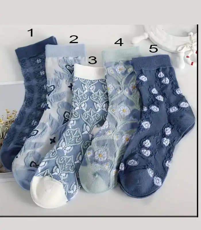 جوراب ساقدار گل آبی