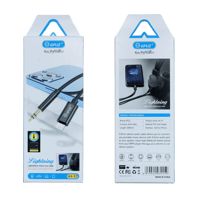 کابل تبدیل لایتنینگ به AUX جی فیوز مدل AX-37 طول 1 متر — تصویر ۳