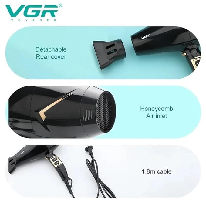 سشوار حرفه ای وی جی ار مدل V-423 اصل — تصویر ۳