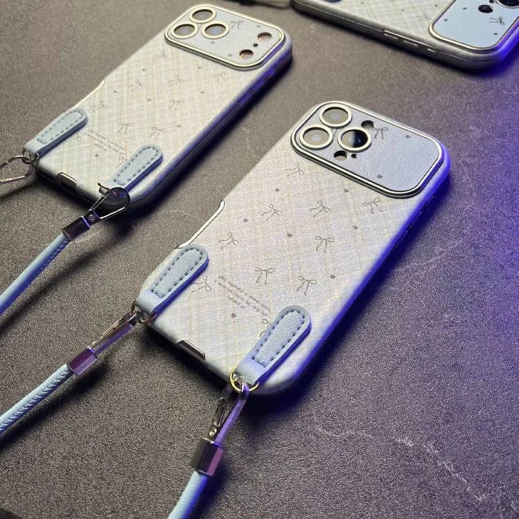 قاب پاپیون بند دار آیفون iPhone 16 | قاب فانتزی با بند گردنی و محافظ لنز — تصویر ۲