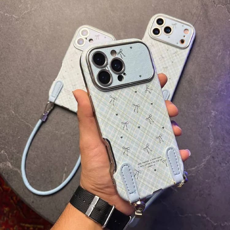 قاب پاپیون بند دار آیفون iPhone 13 Pro Max | قاب فانتزی با بند گردنی و محافظ لنز — تصویر ۴