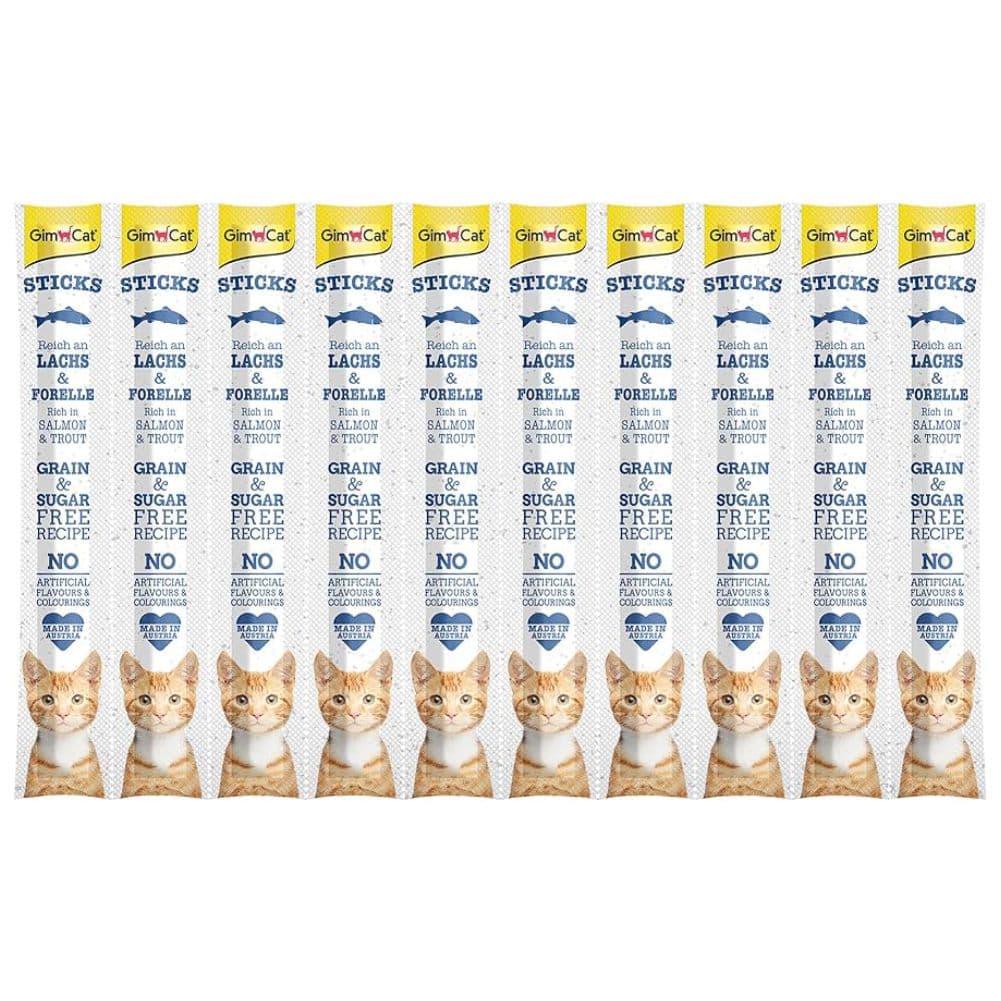 تشویقی مدادی گربه جیم کت سالمون (10عدد)_GimCat Sticks Poultry Salmon