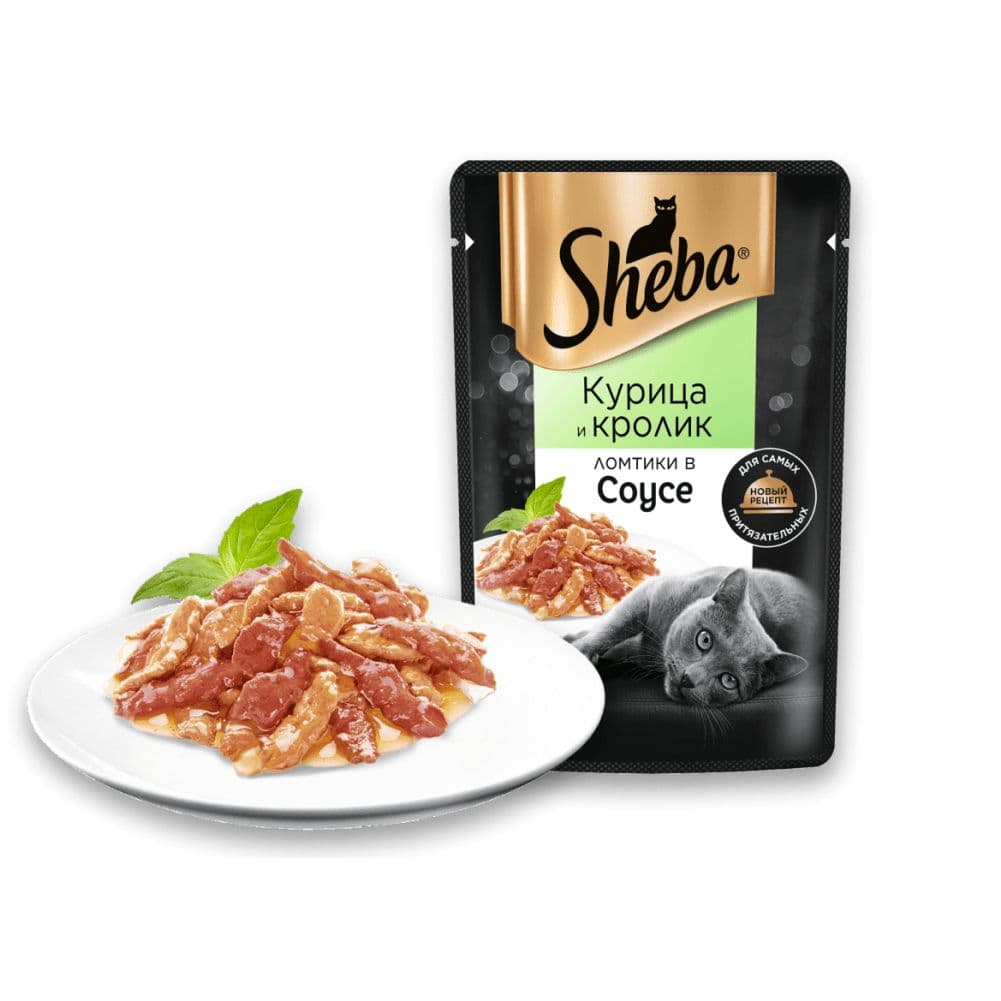 پوچ گربه شبا با طعم مرغ و خرگوش در سس_SHEBA SLICES IN SAUCE, CHICKEN AND RABBIT