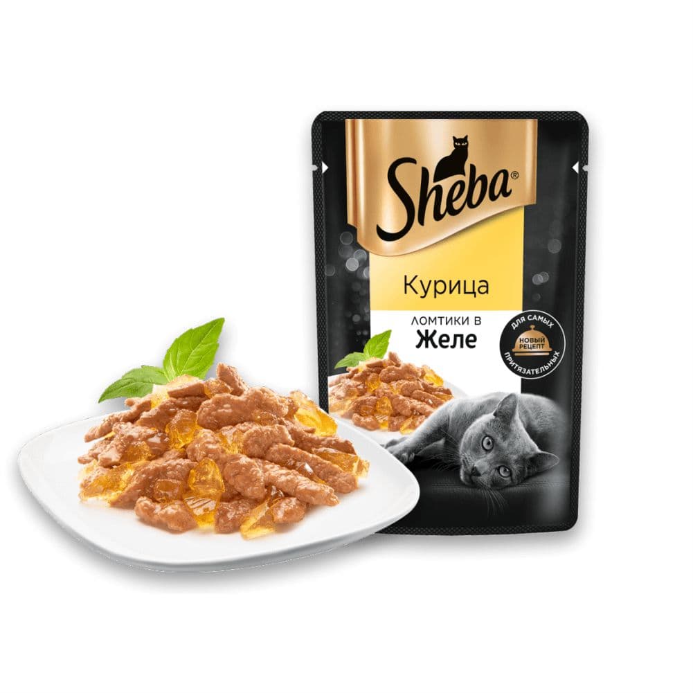 پوچ گربه شبا با طعم مرغ در ژله_Sheba slices in jelly chicken