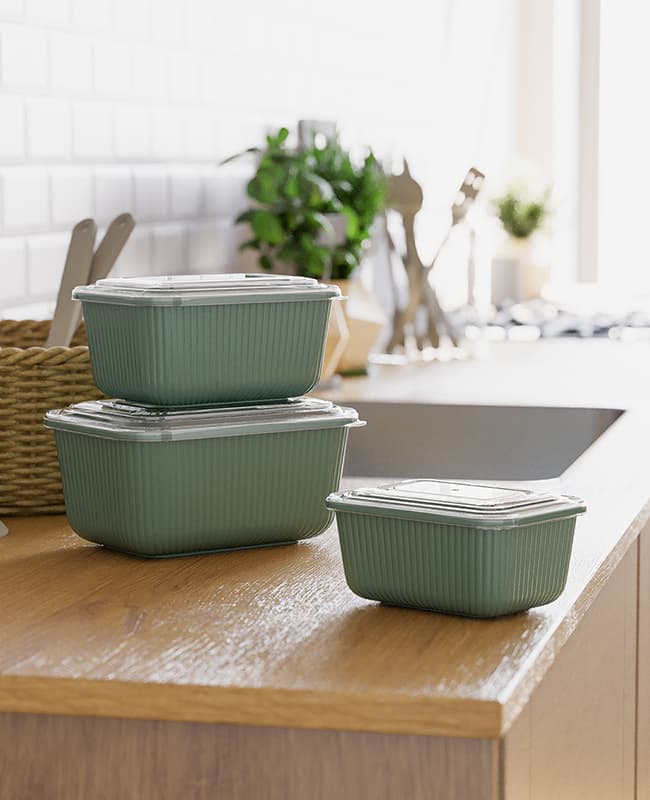 ظروف نگهدارنده سه تایی مستطیل شیاردار سافت شف Softchef 00921