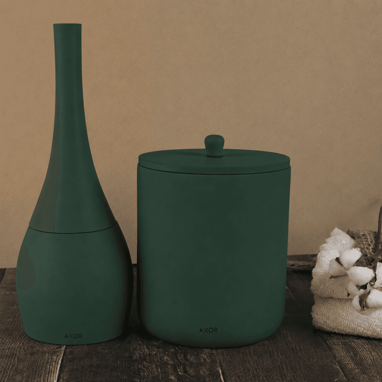 ست فرچه و سطل سرویس بهداشتی AXOR (آکسور) مدل دبورا رنگ سبزتیره (psetscs02) — تصویر ۲