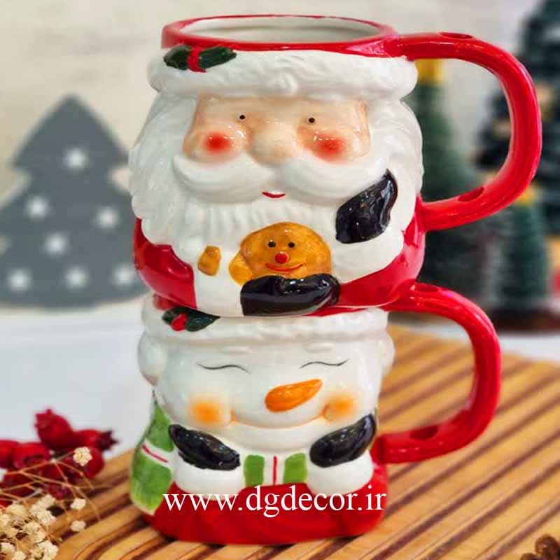 ماگ کریسمسی بابانوئل و آدم برفی قاشقدار