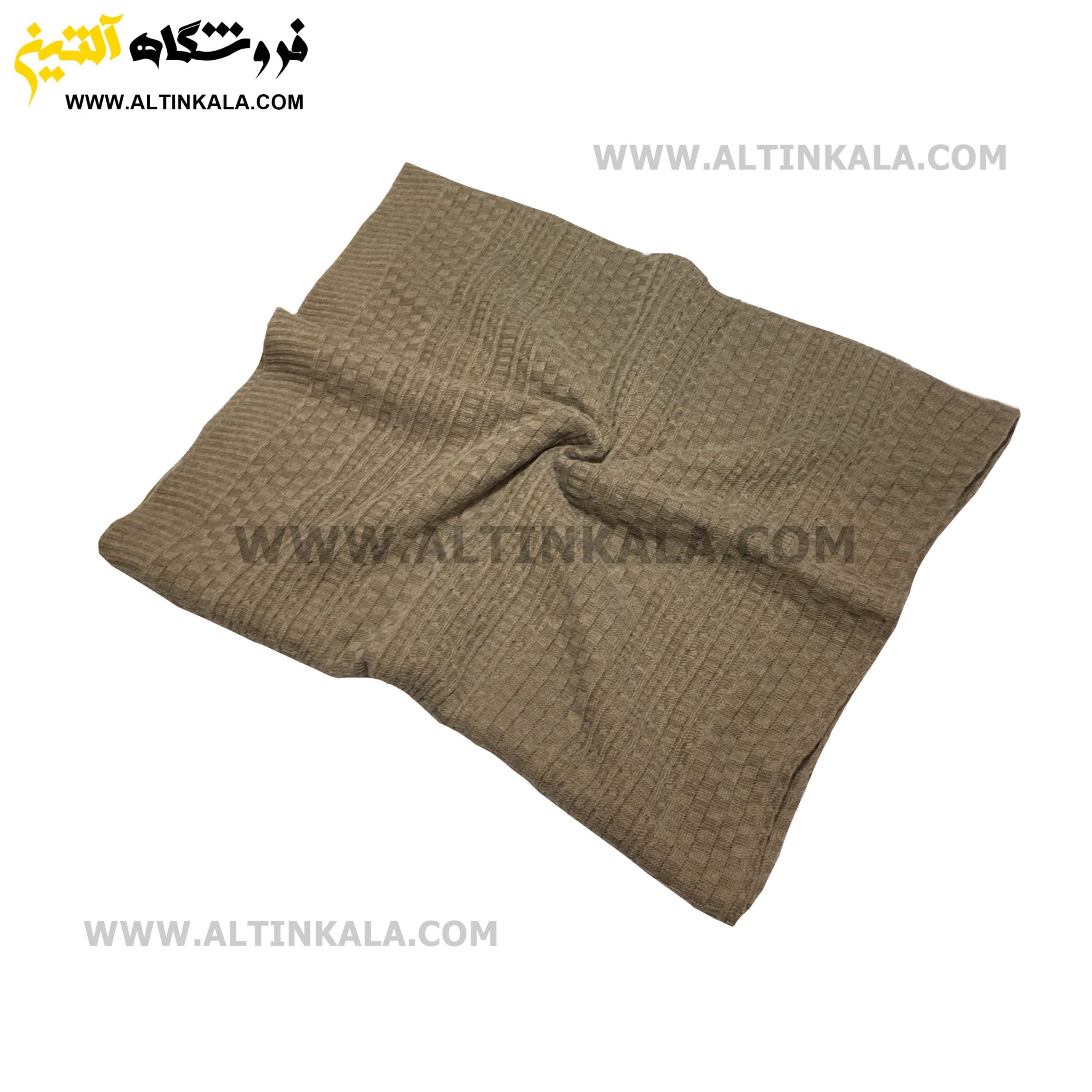 شال مبل بافت (رومبلی) سوپر (تراکم بالا) طرح هیلدا سایز 150×200 خاکی
