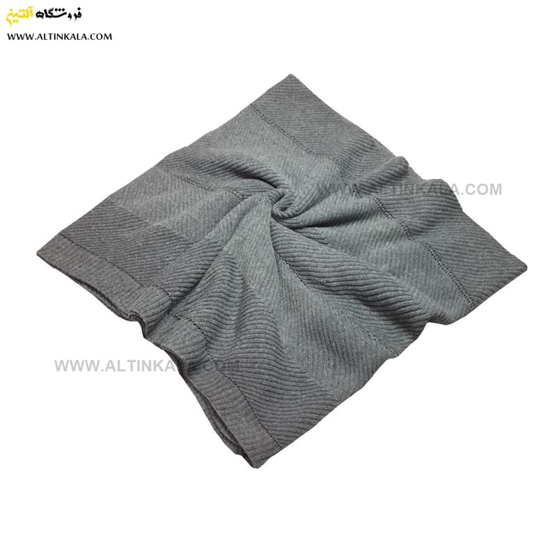 شال مبل بافت (رومبلی) سوپر (تراکم بالا) طرح کجراه سایز 150×200 طوسی