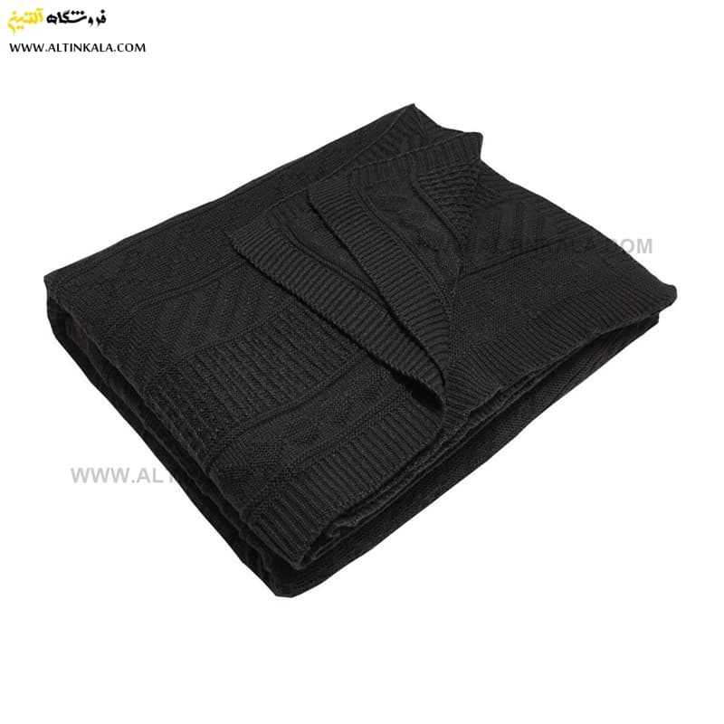 شال مبل بافت (رومبلی) سوپر (تراکم بالا) طرح فستیوال سایز 150×200 ذغالی